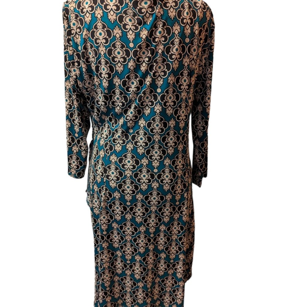 New York & Company Teal Floral Long Sleeve Dress Size: XL - Picture 11 of 11